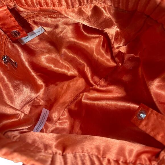 Urban Outfitters Orange Quilted Satin Tote Bag Lightning Bolt Graphic Design - Picture 7 of 9